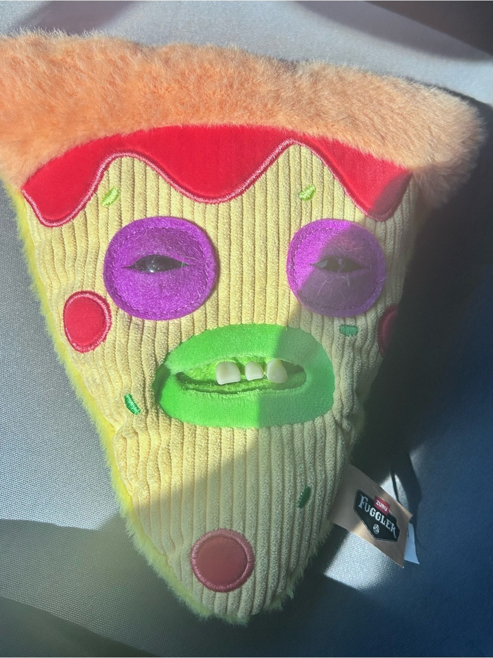 Fuggler Kids Plush Pizza Bag Charm - Yellow & Green